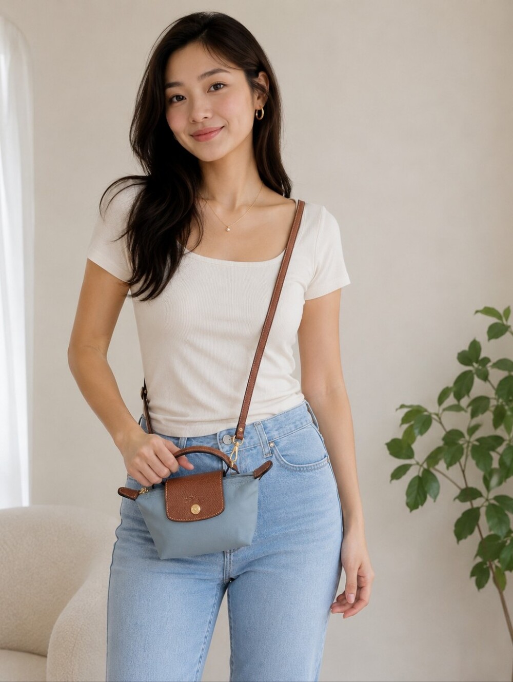 Longchamp Tasche Grey Mini Bag with Removable Strap NWT - Picture 7 of 7